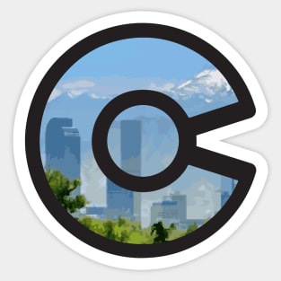 Denver, Colorado Skyline - Colorado Flag Sticker